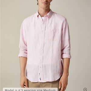 J. Crew Baird McNutt Irish Linen Red Houndstooth Classic Fit Shirt - NWT